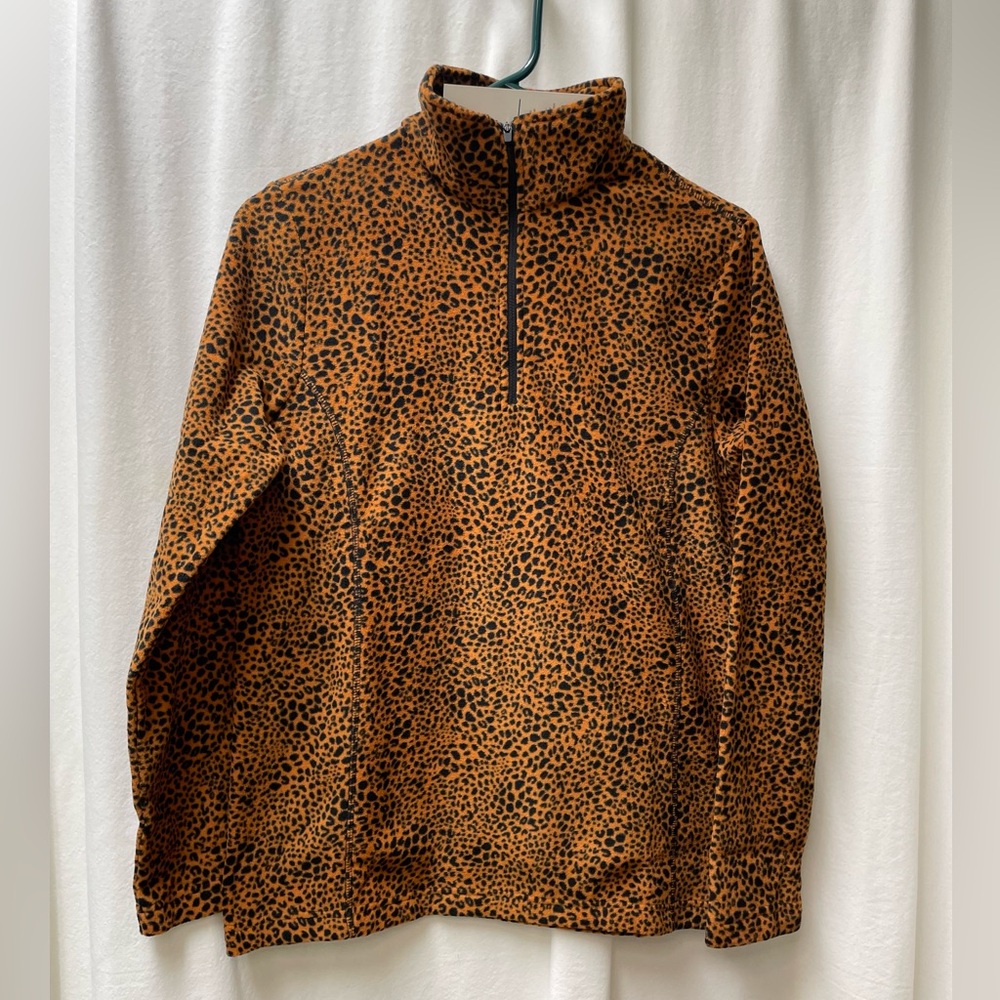 Lands' End Leopard Print Quarter Zip